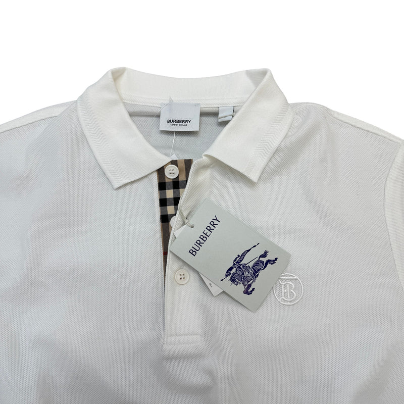 Men's Embroidered Logo Polo Shirt White Size M