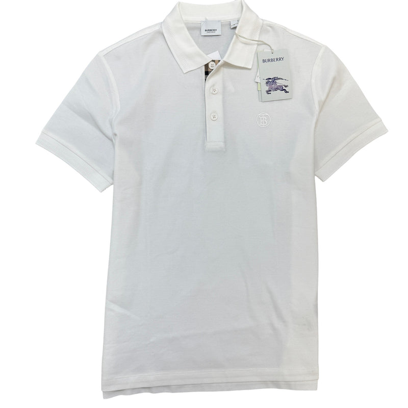 Men's Embroidered Logo Polo Shirt White Size M