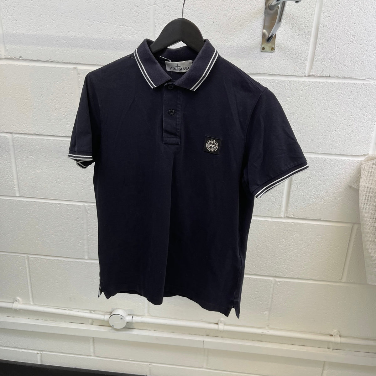 Men's Logo Patch Polo Shirt Navy Size M - Photo 8