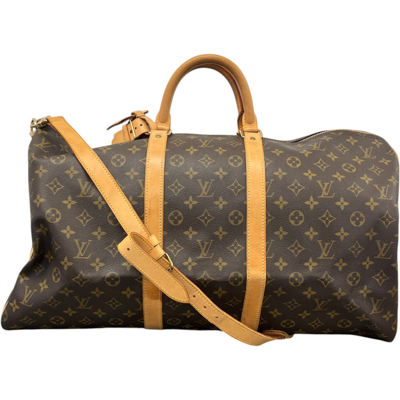 Women's Monogram Keepall Bandoulière 55 Travel Bag Brown