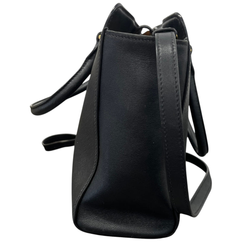 Women's Saffiano Plaque Logo Handbag Black