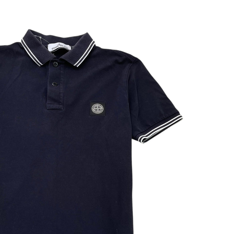 Men's Logo Patch Polo Shirt Navy Size M
