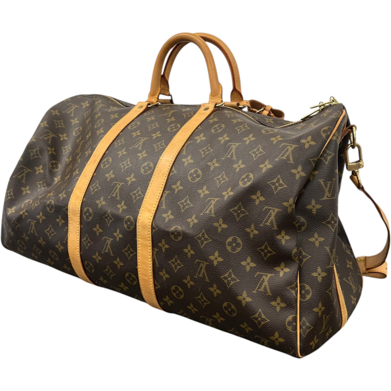 Women's Monogram Keepall Bandoulière 55 Travel Bag Brown
