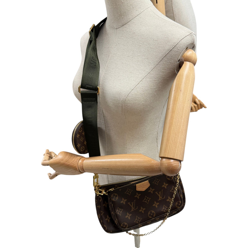 Women's Monogram Multi Pochette Accessories Crossbody Bag Brown