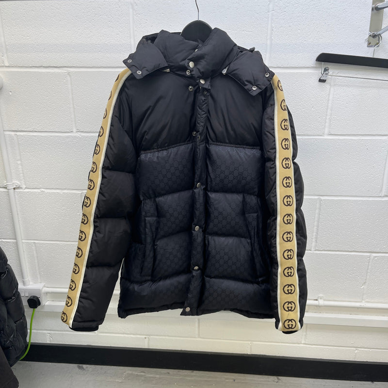 Men's GG Jacquard Nylon Down Jacket Black Size XL