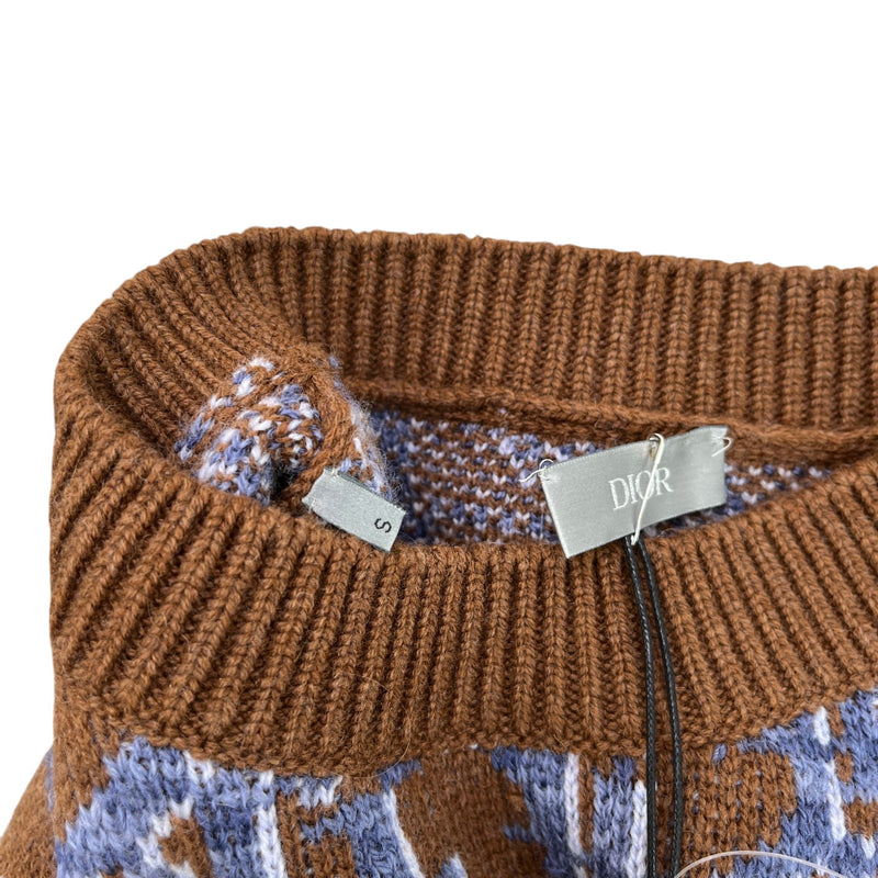 Men's Oblique Knit Sweatshirt Brown Size S