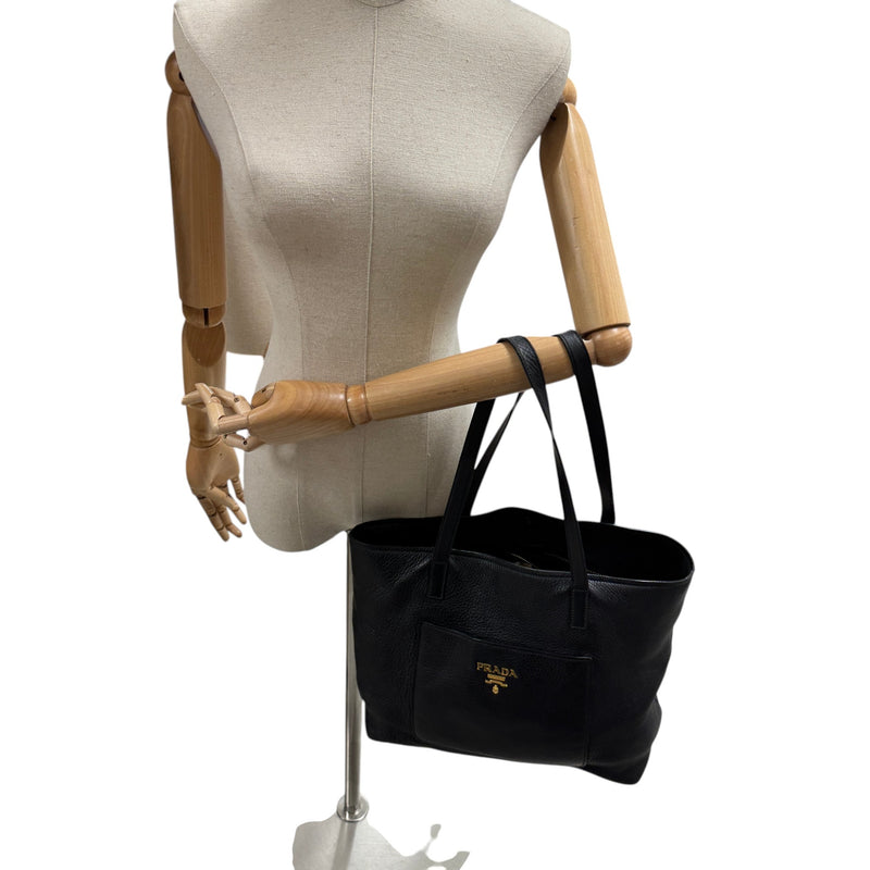 Women's Vitello Daino Tote Handbag Black