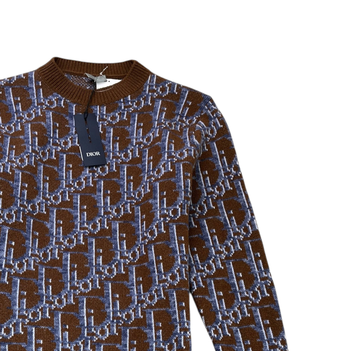 Men's Oblique Knit Sweatshirt Brown Size S - Photo 3
