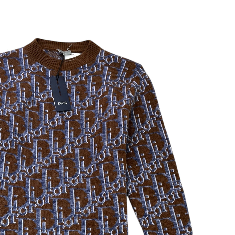 Men's Oblique Knit Sweatshirt Brown Size S