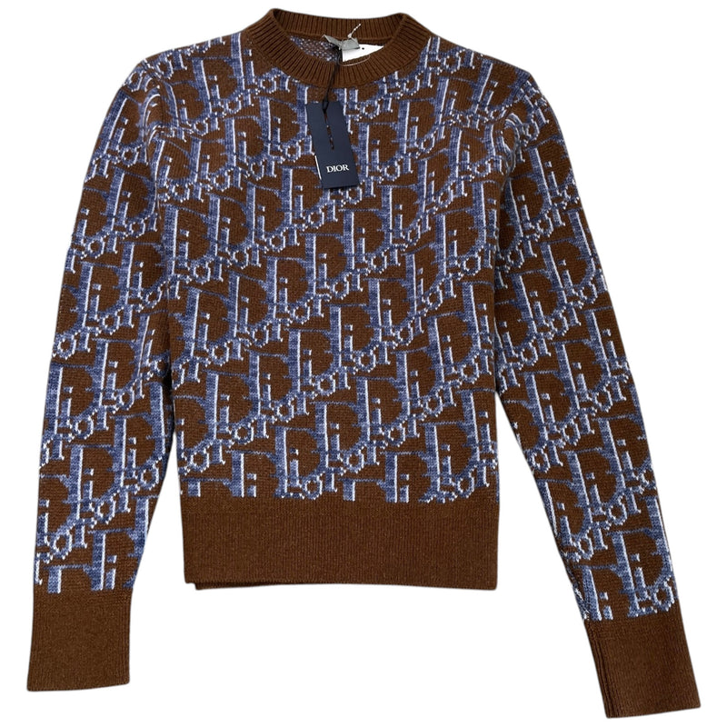 Men's Oblique Knit Sweatshirt Brown Size S