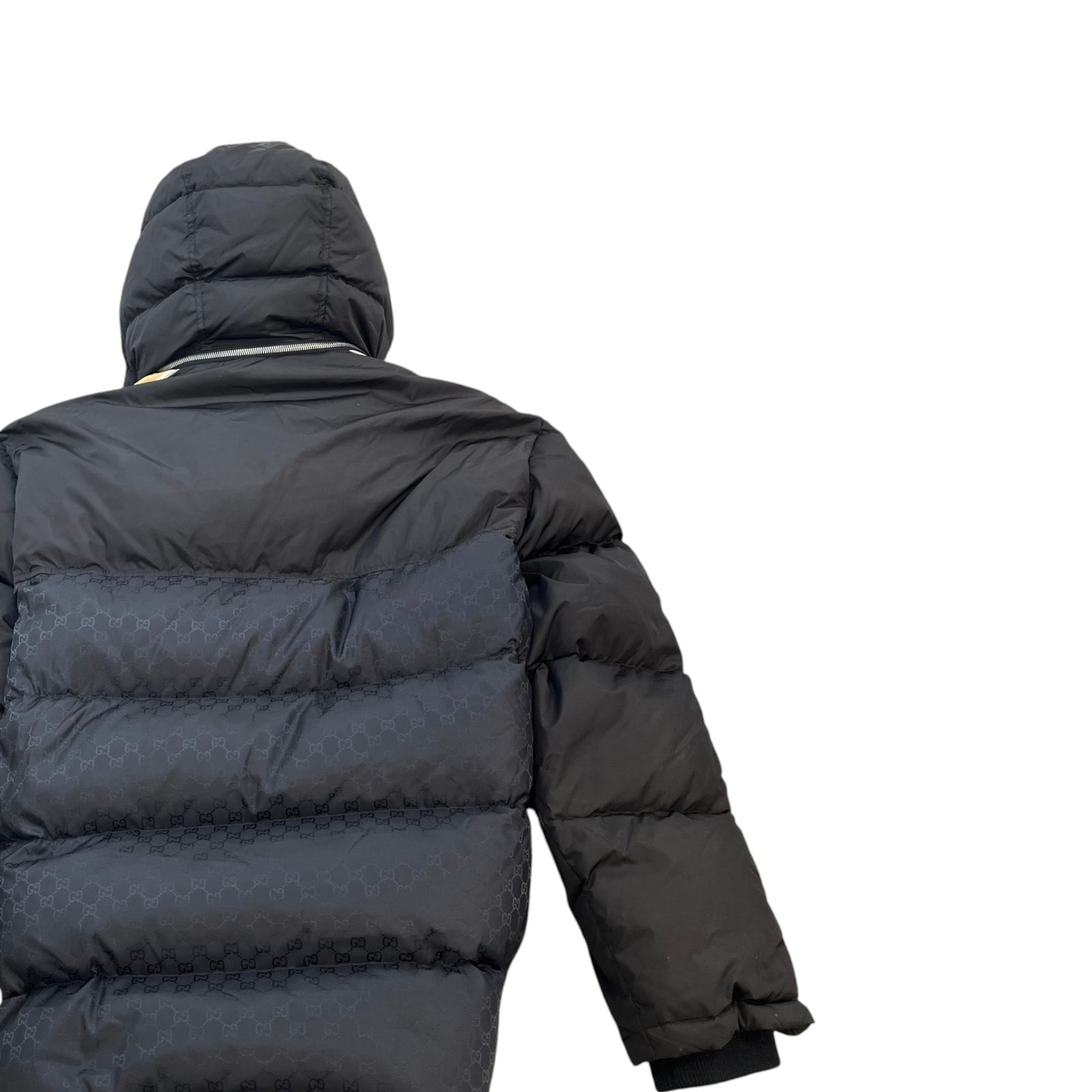 Men's GG Jacquard Nylon Down Jacket Black Size XL - Photo 4