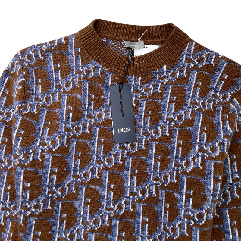 Men's Oblique Knit Sweatshirt Brown Size S