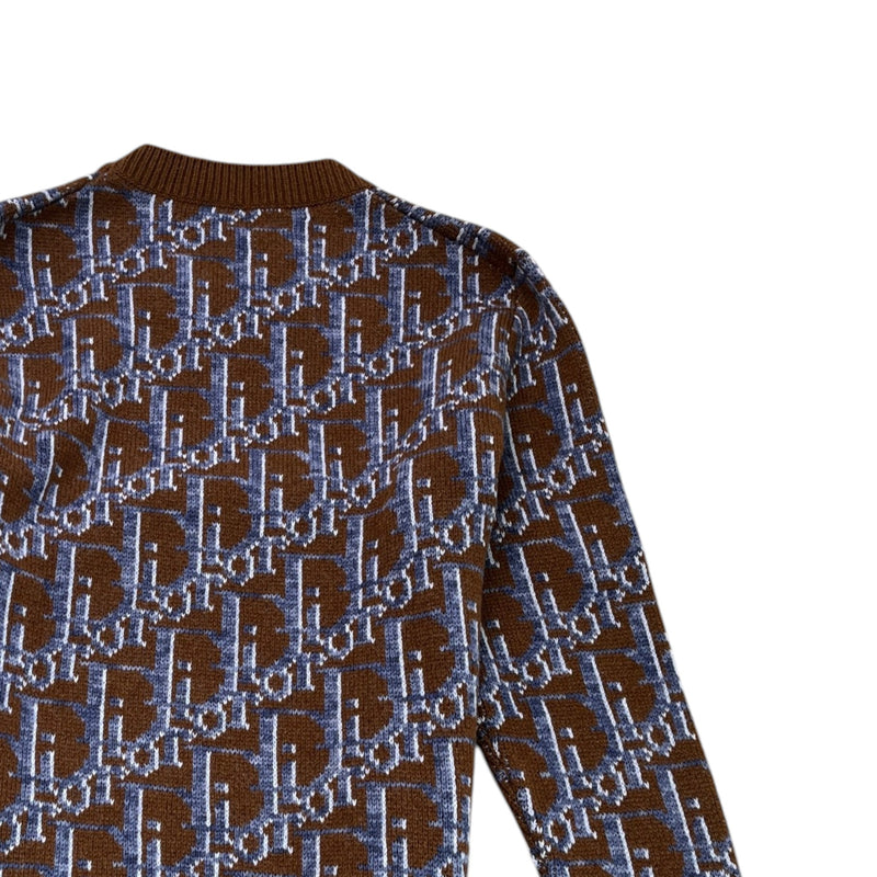 Men's Oblique Knit Sweatshirt Brown Size S