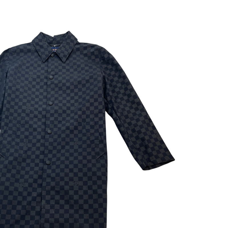 Men's Damier Packable Nylon Raincoat Windbreaker Black Size L
