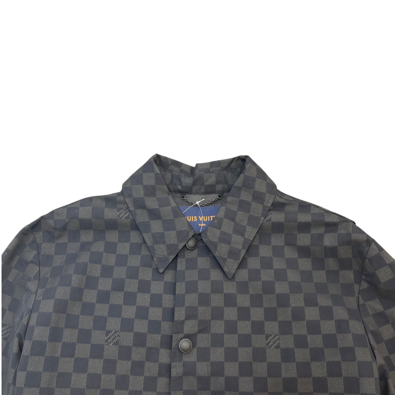 Men's Damier Packable Nylon Raincoat Windbreaker Black Size L - Photo 5
