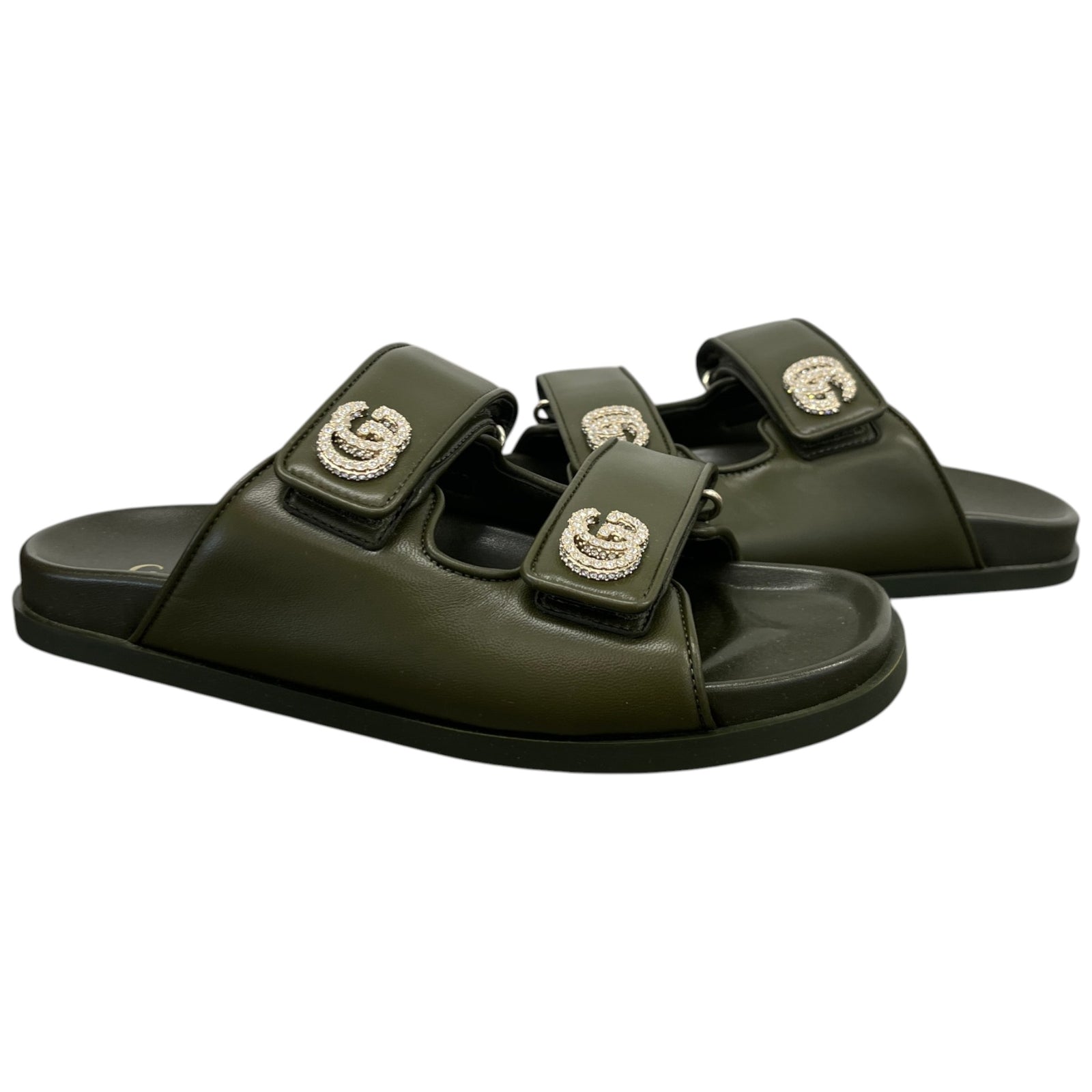 Women's Crystal Double G Sandals Green Size UK 5.5 / EU 38.5 - Photo 3