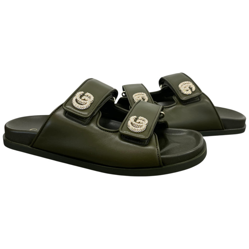 Women's Crystal Double G Sandals Green Size UK 5.5 / EU 38.5