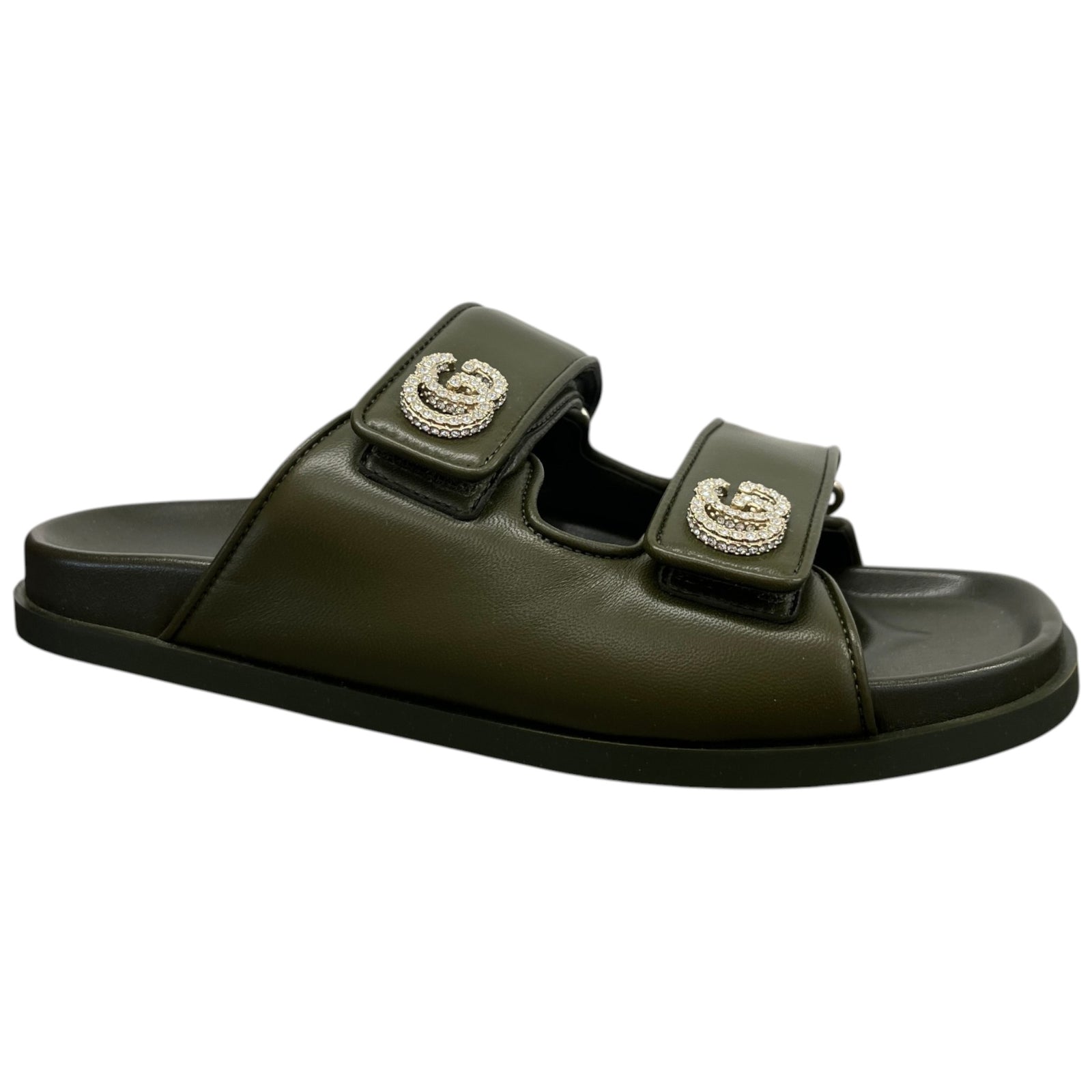 Women's Crystal Double G Sandals Green Size UK 5.5 / EU 38.5 - Photo 1