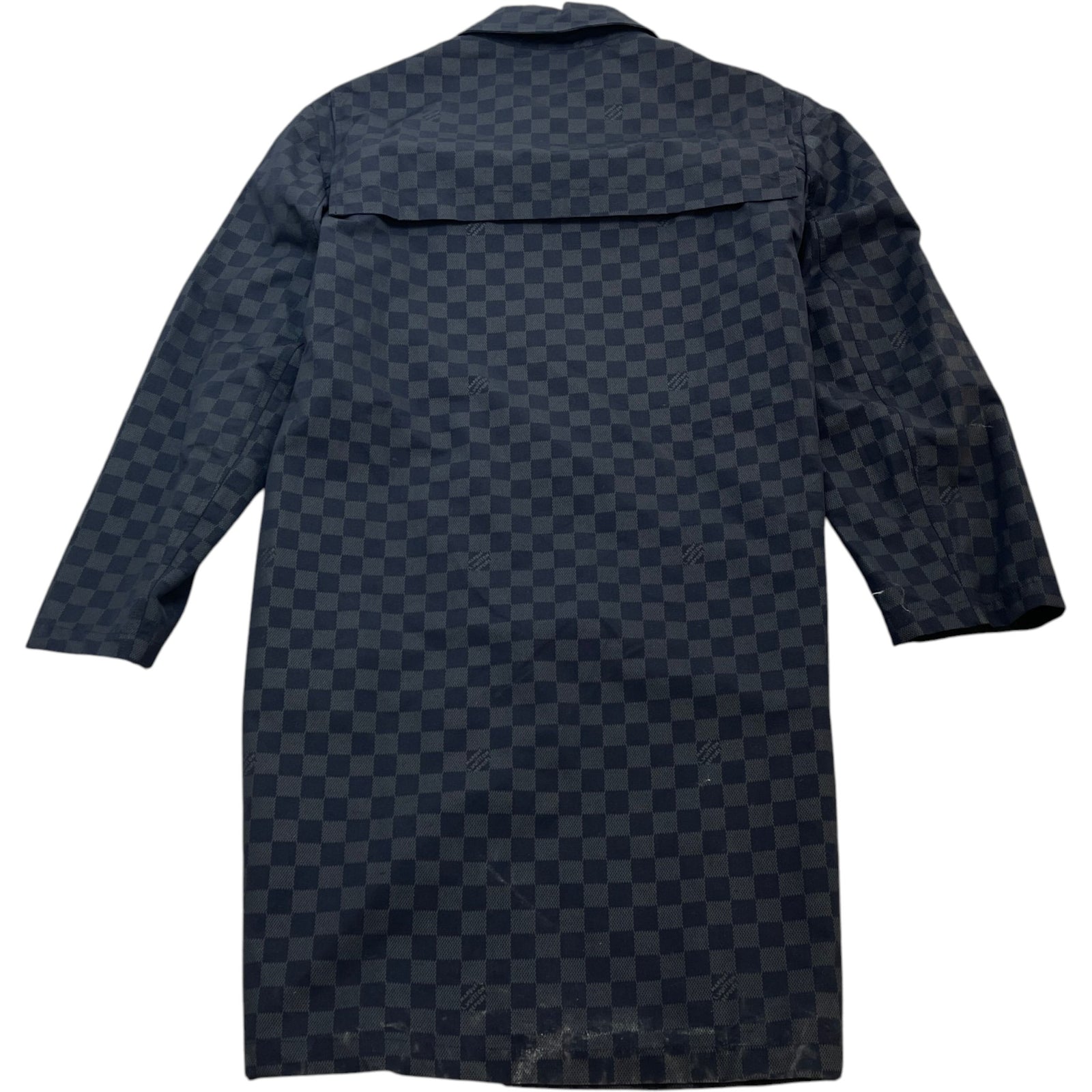 Men's Damier Packable Nylon Raincoat Windbreaker Black Size L - Photo 2