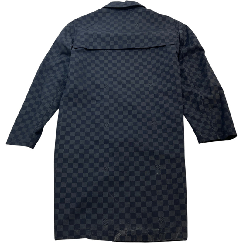 Men's Damier Packable Nylon Raincoat Windbreaker Black Size L
