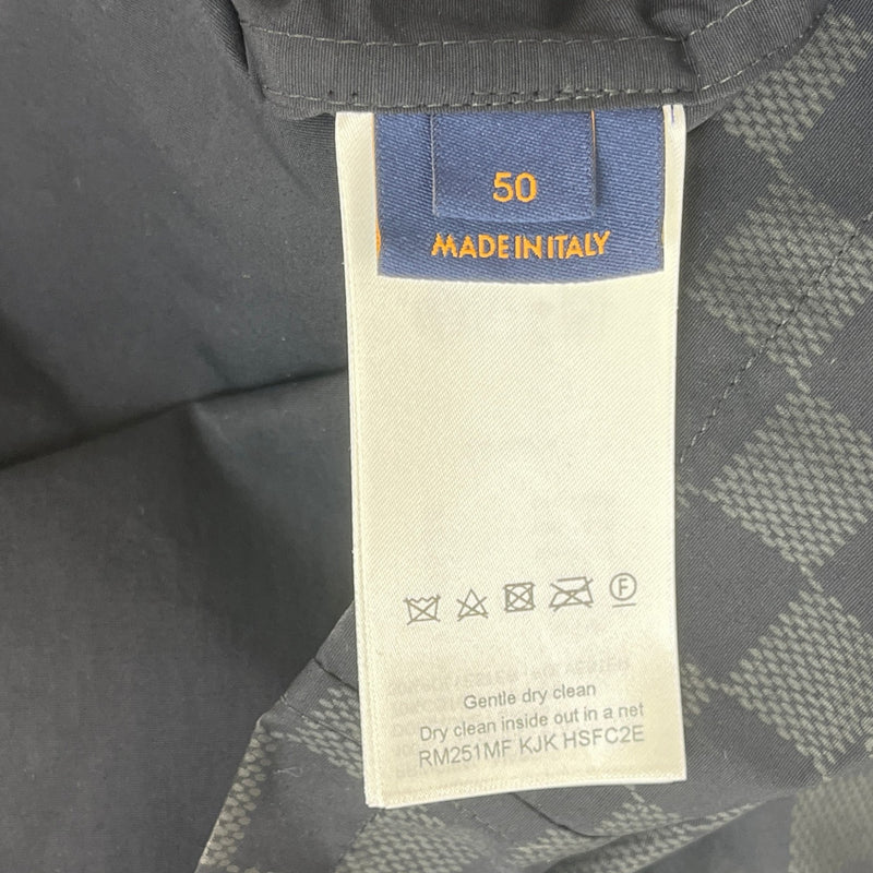 Men's Damier Packable Nylon Raincoat Windbreaker Black Size L
