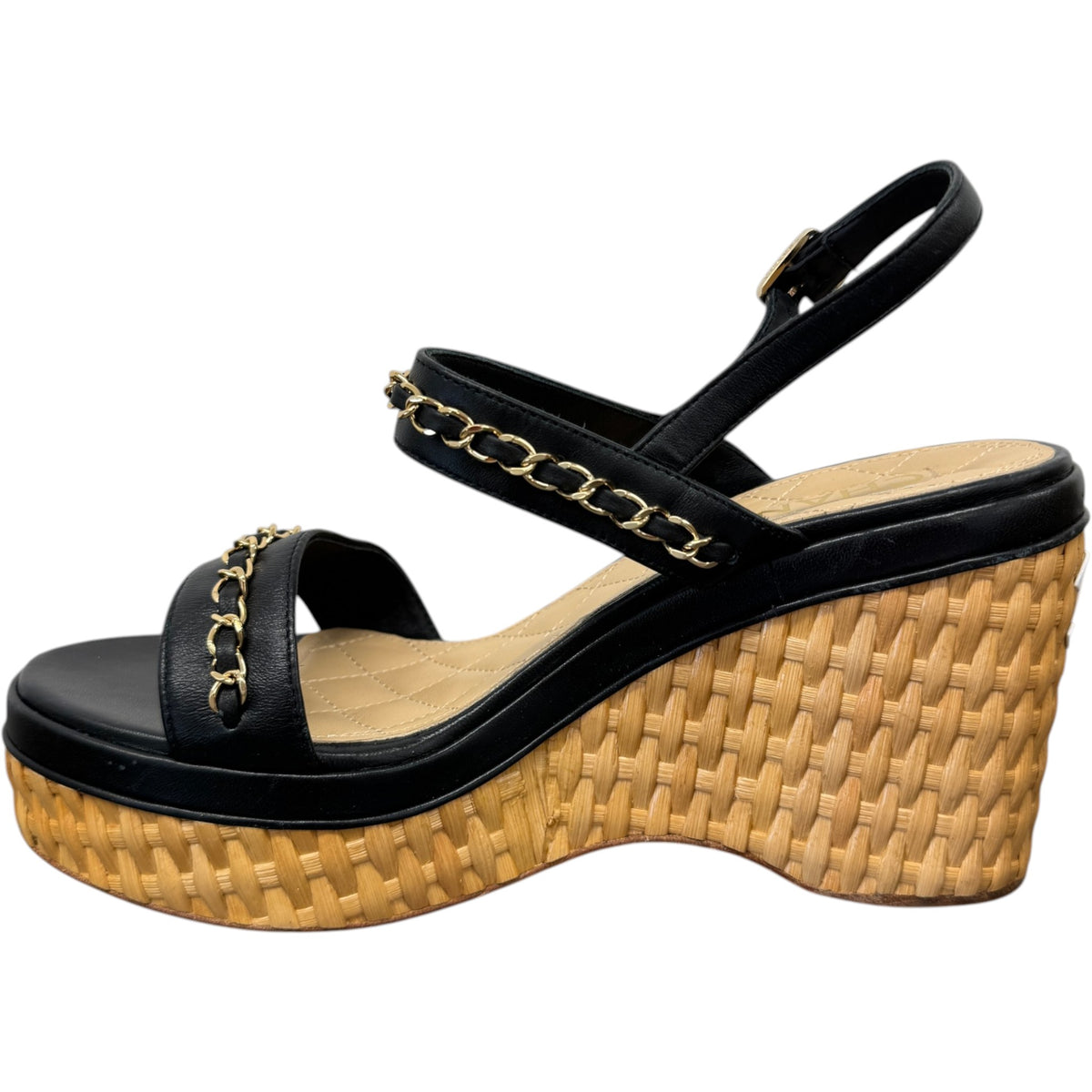 Women's CC Logo Wedge Heels Black Size UK 6 / EU 39 - Photo 2