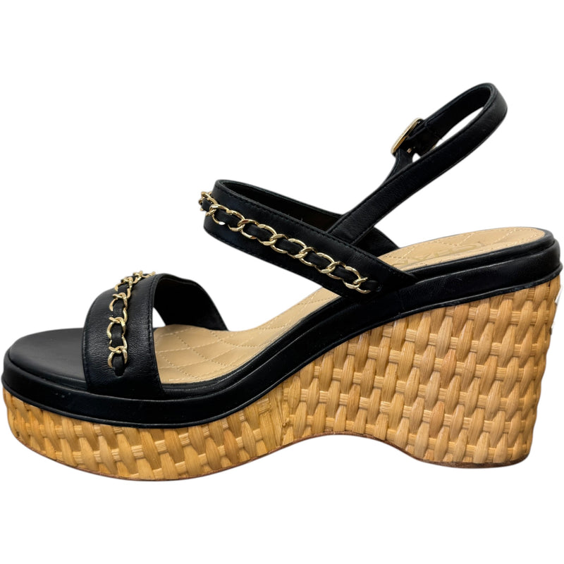 Women's CC Logo Wedge Heels Black Size UK 6 / EU 39