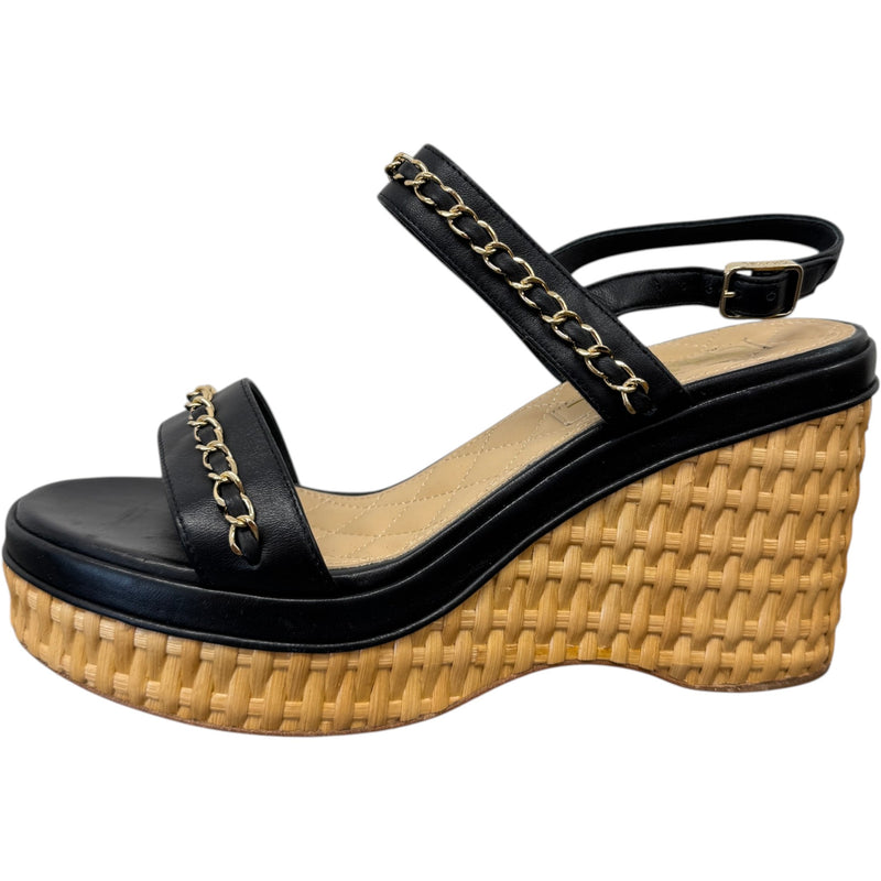 Women's CC Logo Wedge Heels Black Size UK 6 / EU 39