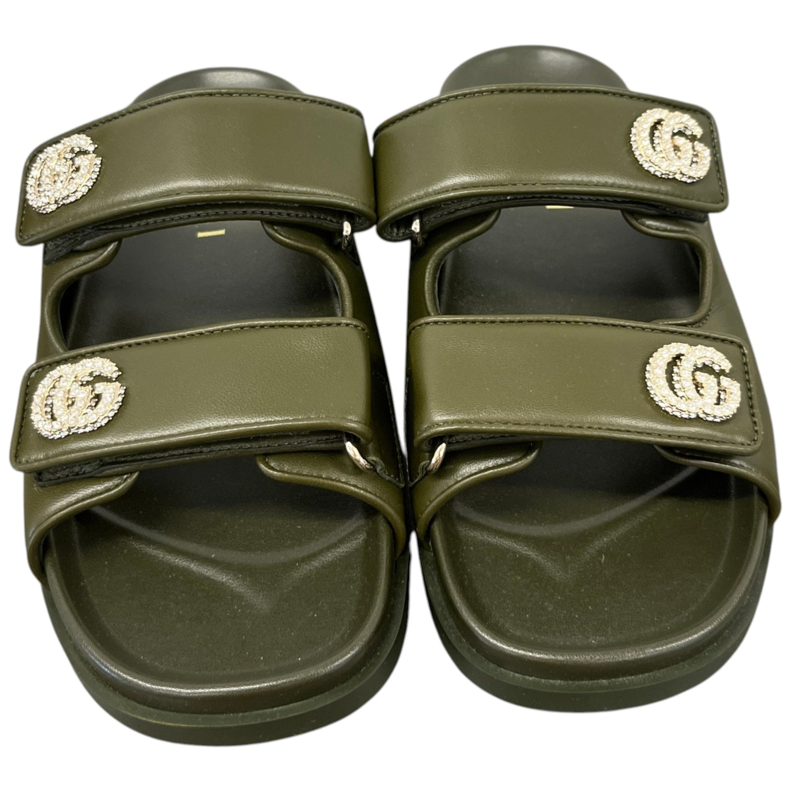 Women's Crystal Double G Sandals Green Size UK 5.5 / EU 38.5 - Photo 6