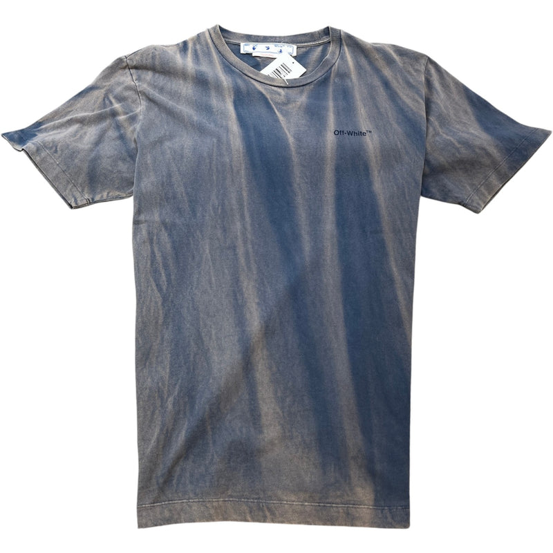 Men's Two-Tone Striped Motif Diag T-Shirt Blue Size L