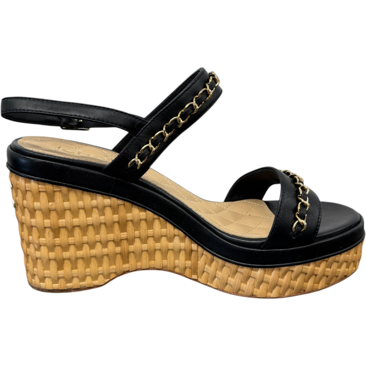 Women's CC Logo Wedge Heels Black Size UK 6 / EU 39 - Photo 5