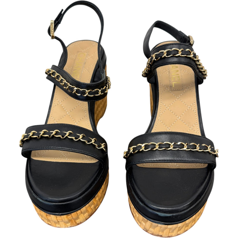 Women's CC Logo Wedge Heels Black Size UK 6 / EU 39
