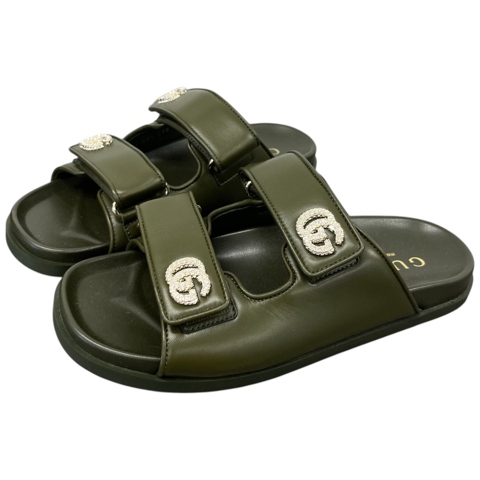 Women's Crystal Double G Sandals Green Size UK 5.5 / EU 38.5 - Photo 9