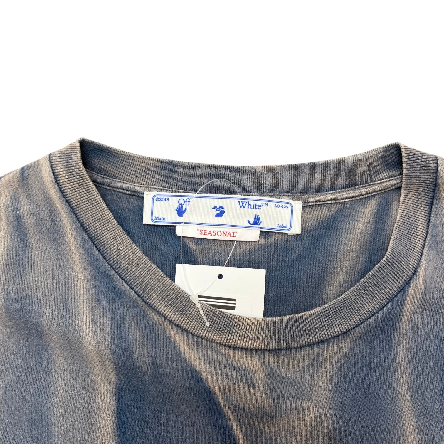 Men's Two-Tone Striped Motif Diag T-Shirt Blue Size L - Photo 5