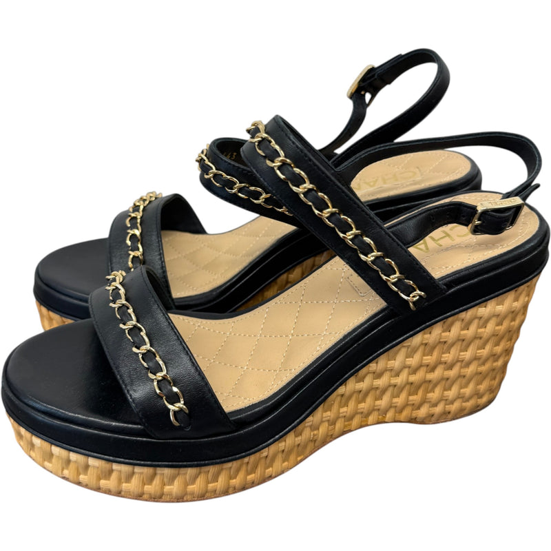 Women's CC Logo Wedge Heels Black Size UK 6 / EU 39