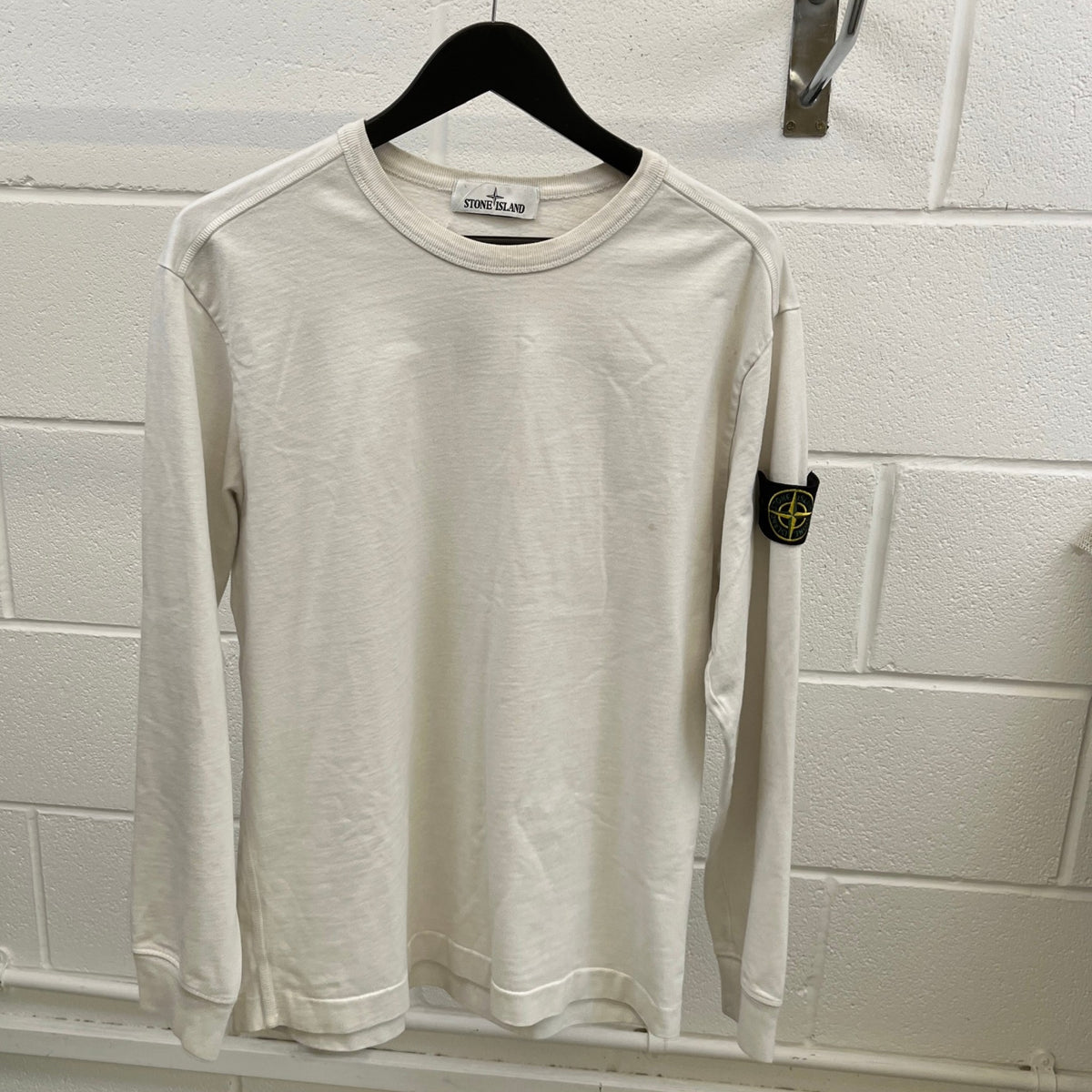 Men's Applique Logo Sweatshirt Cream Size L - Photo 8