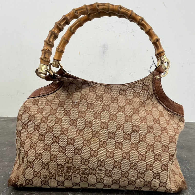Women's GG Supreme Bamboo Handle Handbag Beige