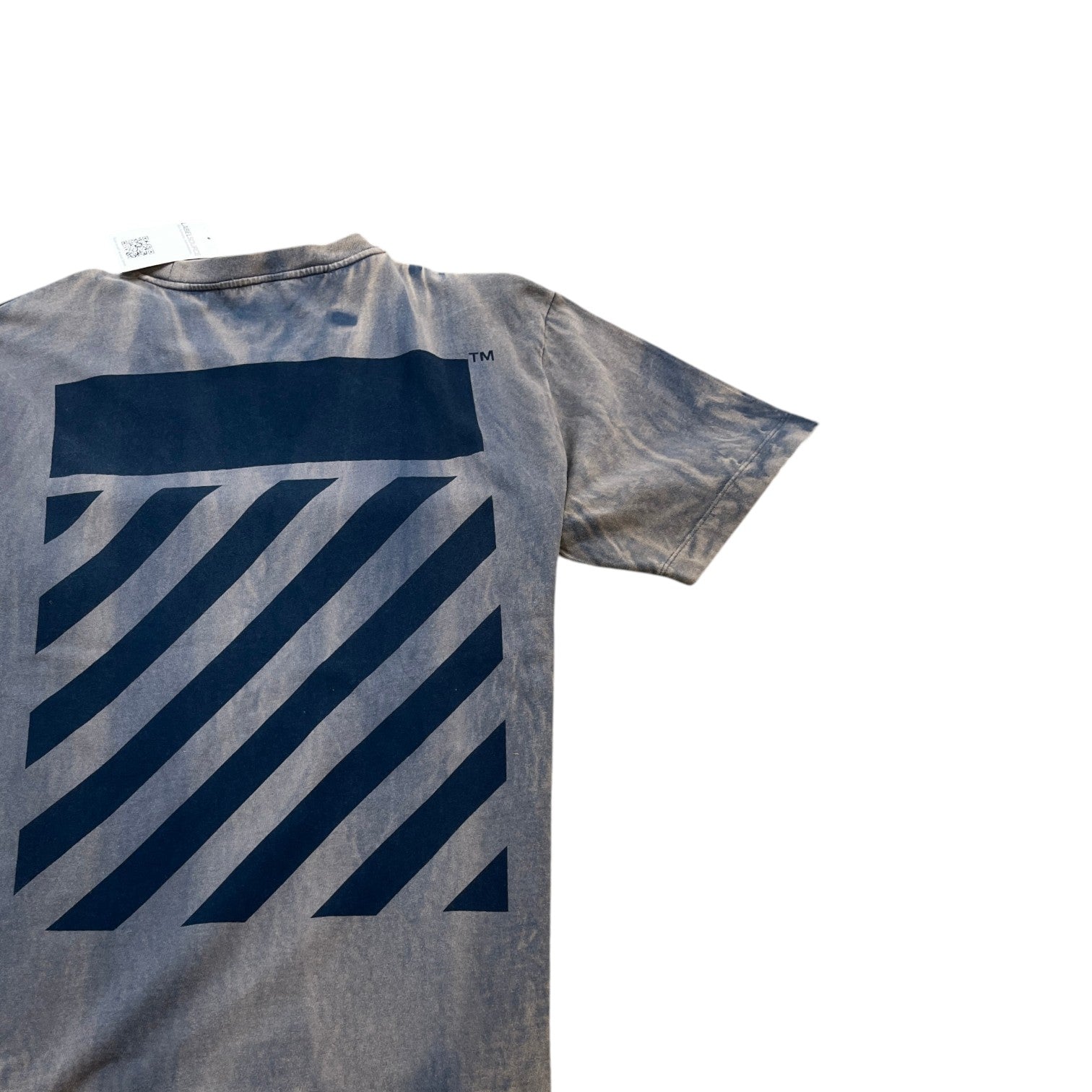 Men's Two-Tone Striped Motif Diag T-Shirt Blue Size L - Photo 4