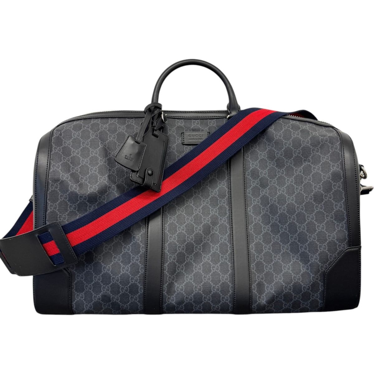 Men's GG Supreme Large Duffle Travel Bag Black - Photo 1