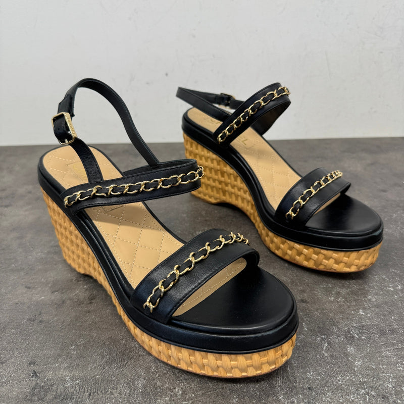 Women's CC Logo Wedge Heels Black Size UK 6 / EU 39