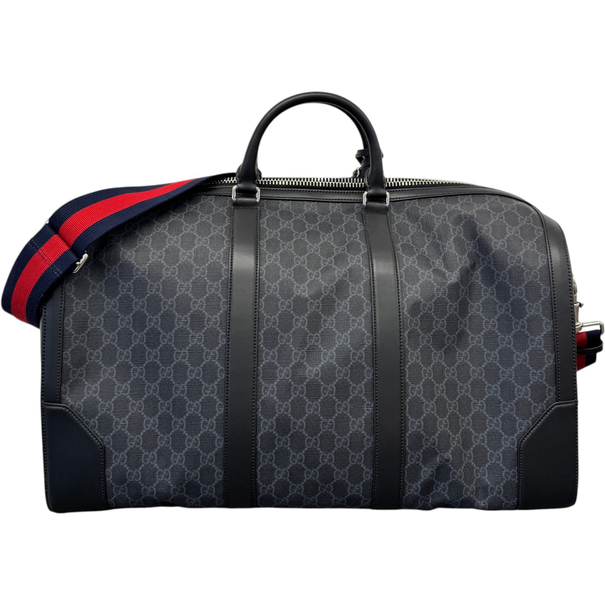 Men's GG Supreme Large Duffle Travel Bag Black - Photo 3
