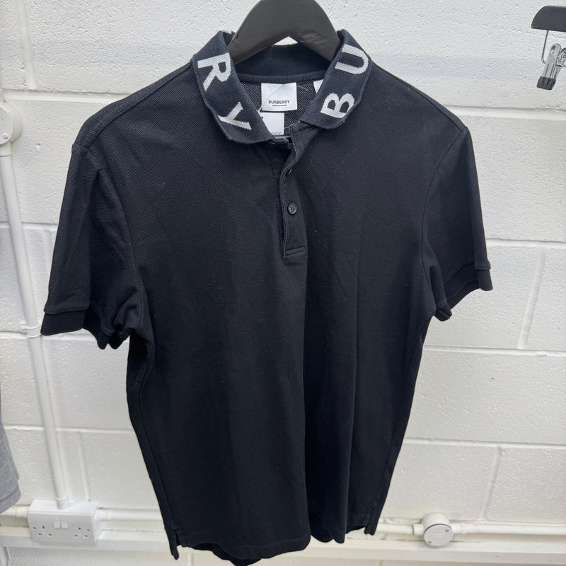 Men's Logo Collar Polo Shirt Black Size M