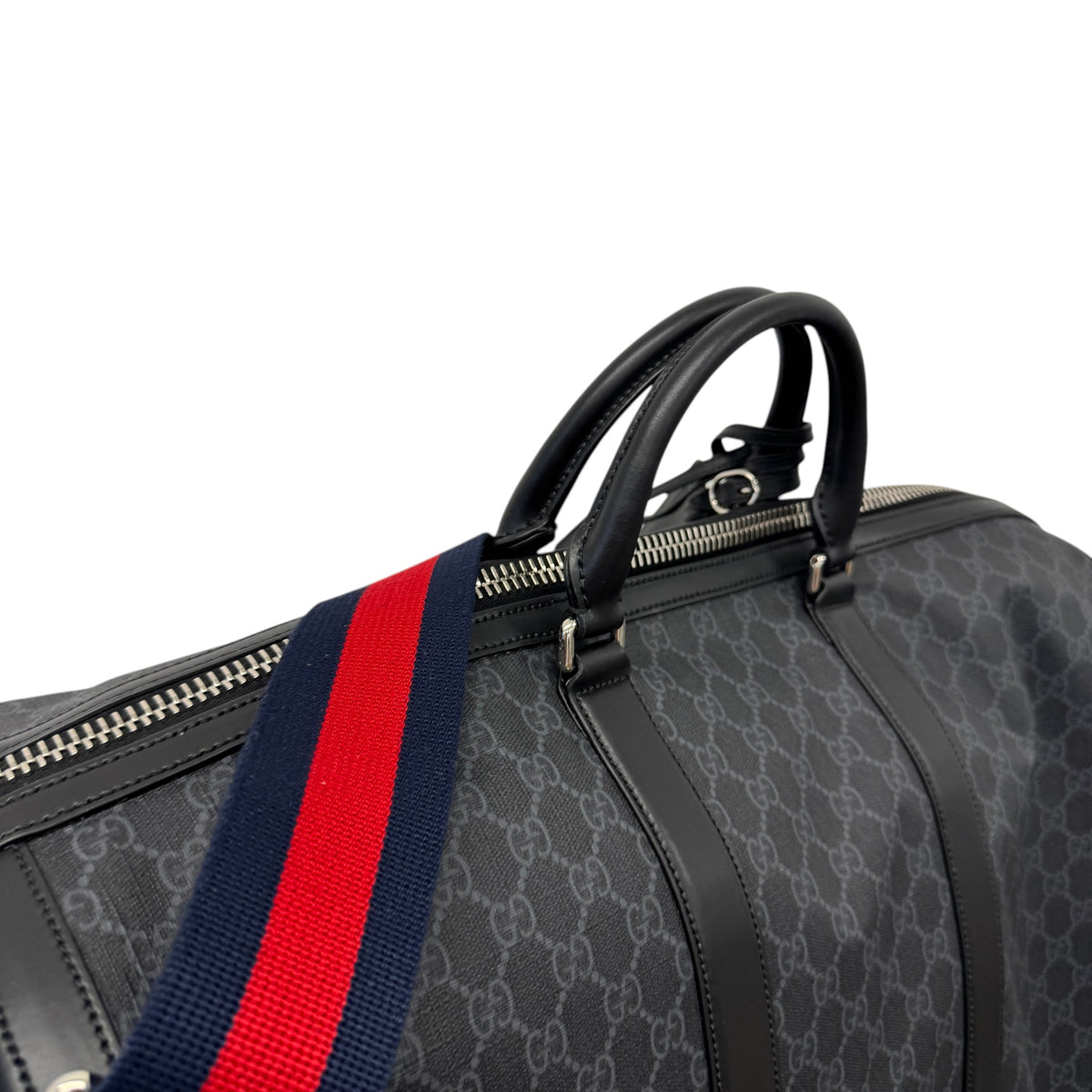 Men's GG Supreme Large Duffle Travel Bag Black - Photo 7