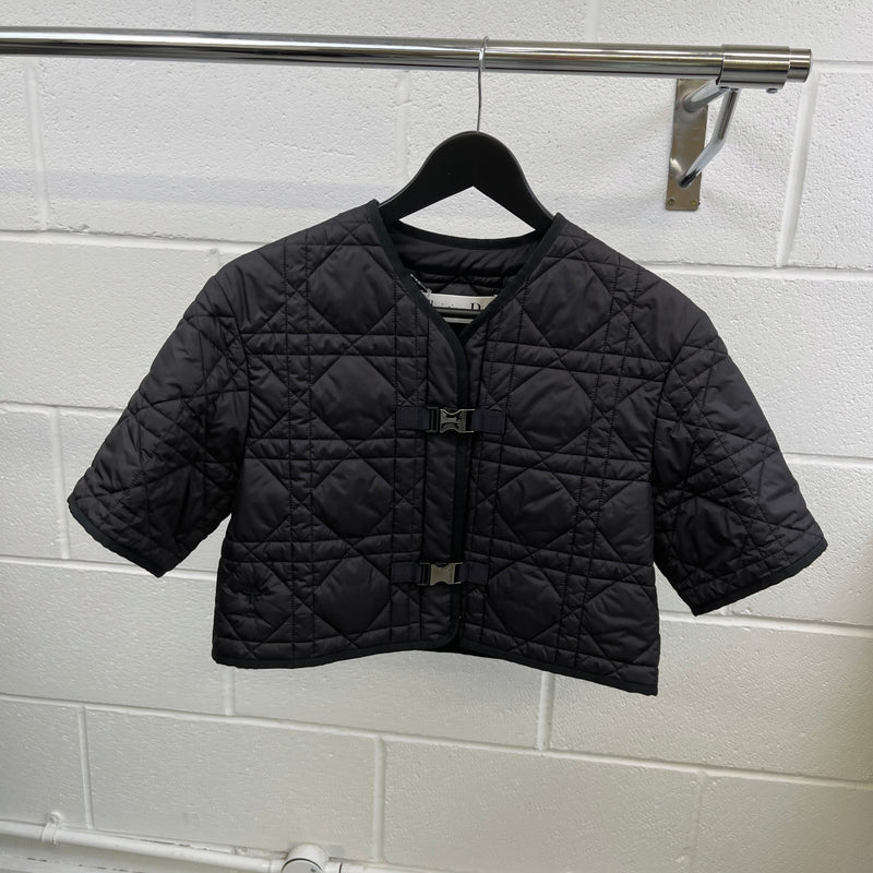 Women's Macrocannage Quilted Cropped Jacket Black Size XS / UK 6