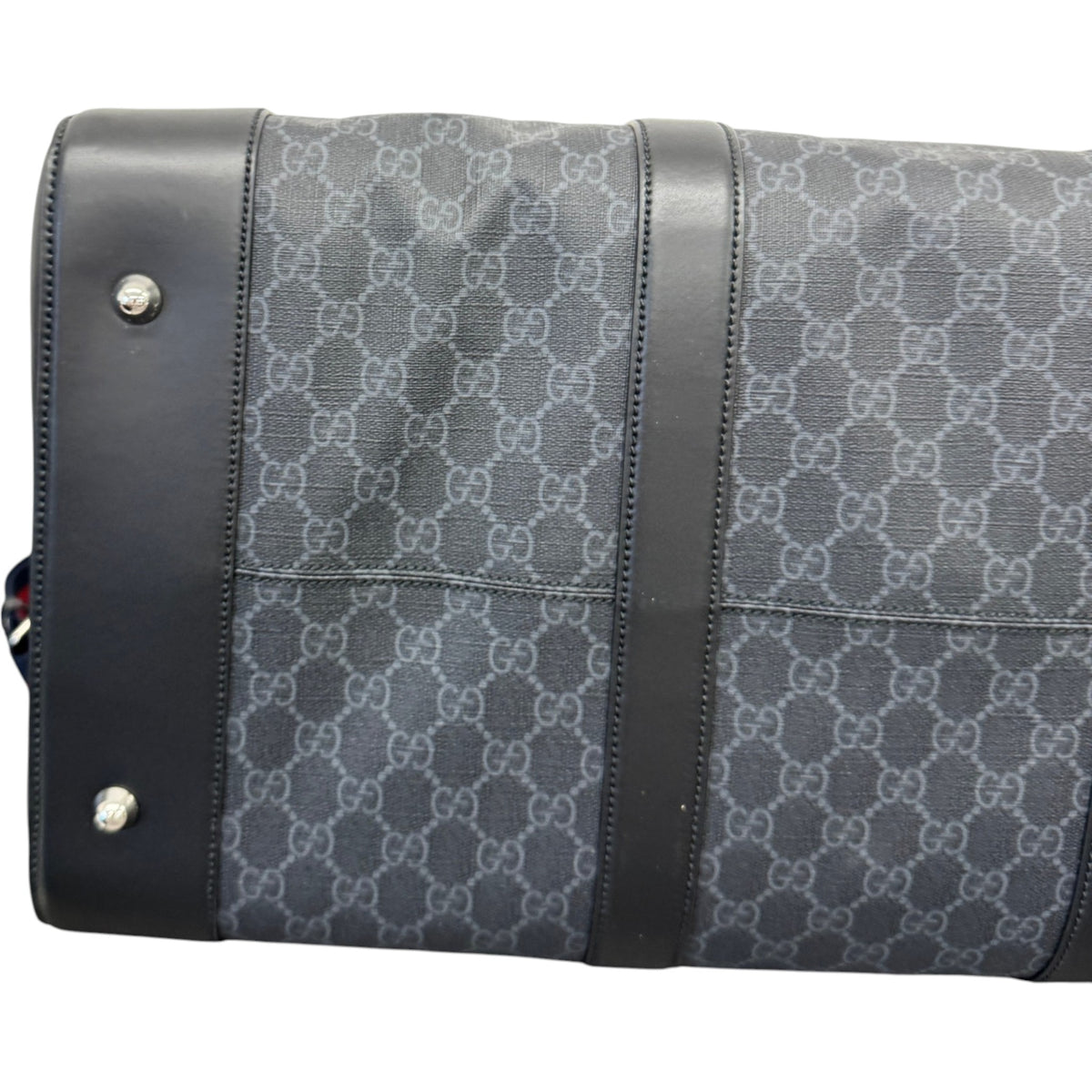 Men's GG Supreme Large Duffle Travel Bag Black - Photo 8