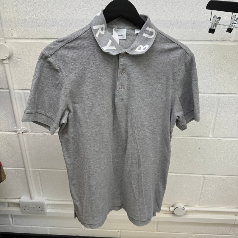 Men's Collar Logo Polo Shirt Grey Size M