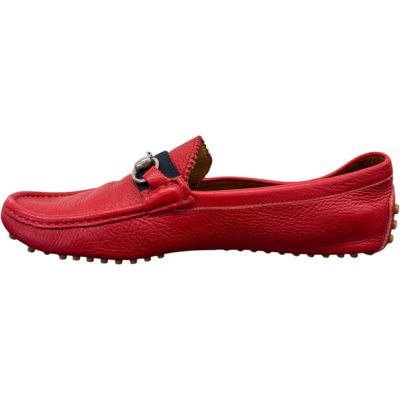 Men's Horsebit Web Loafers Red Size UK 8.5 / EU 42.5