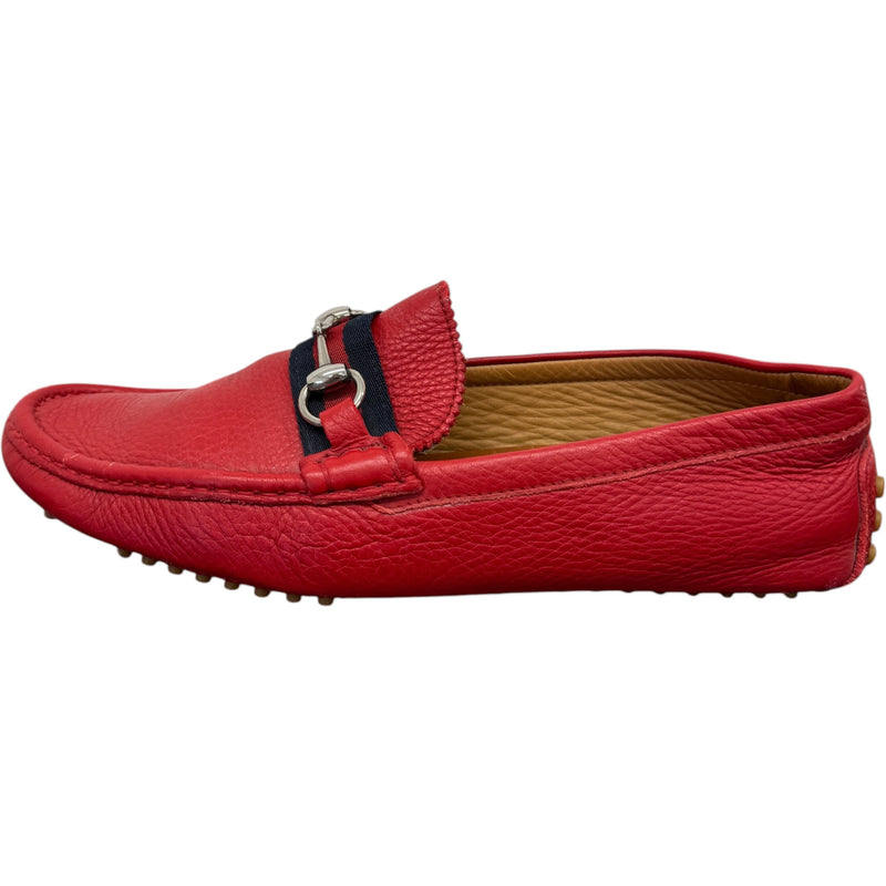 Men's Horsebit Web Loafers Red Size UK 8.5 / EU 42.5