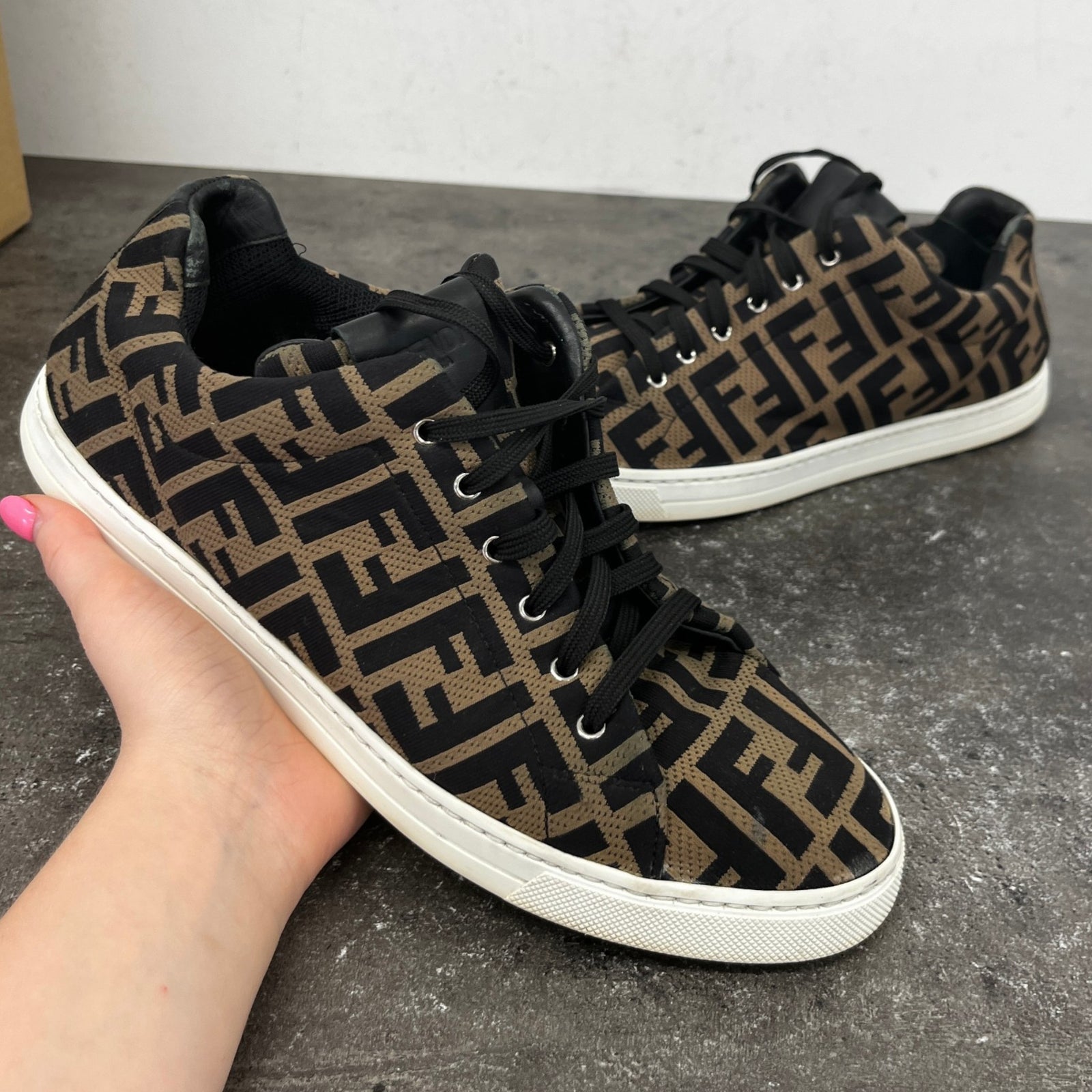 Men's FF Monogram Low Trainers Brown Size UK 8 / EU 42 - Photo 12