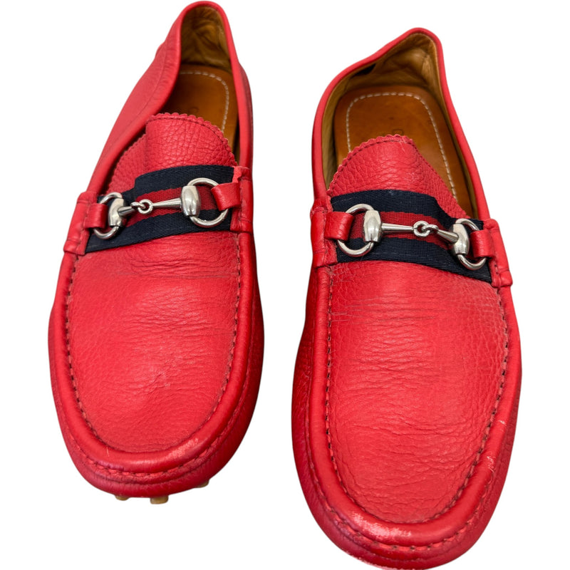 Men's Horsebit Web Loafers Red Size UK 8.5 / EU 42.5